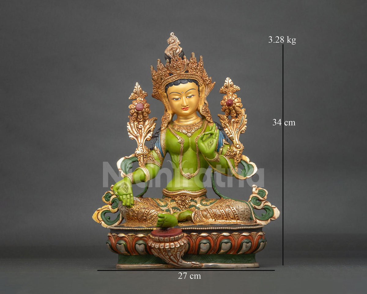 Green Tara Statue | Traditional Nepalese Buddhist Art