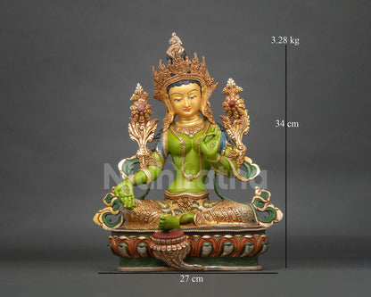 Green Tara Statue | Traditional Nepalese Buddhist Art