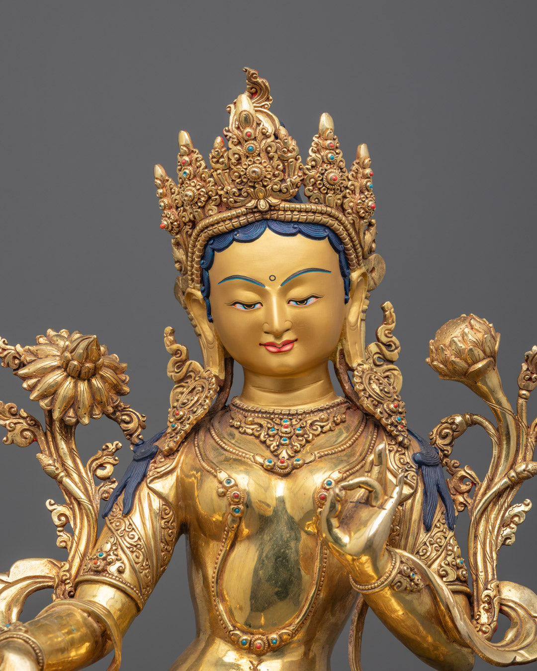 Handcrafted Green Tara Statue | Tibetan Buddhism Goddess