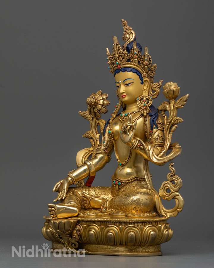 Himalayan Green Tara Statue | Buddhist Sacred Artwork