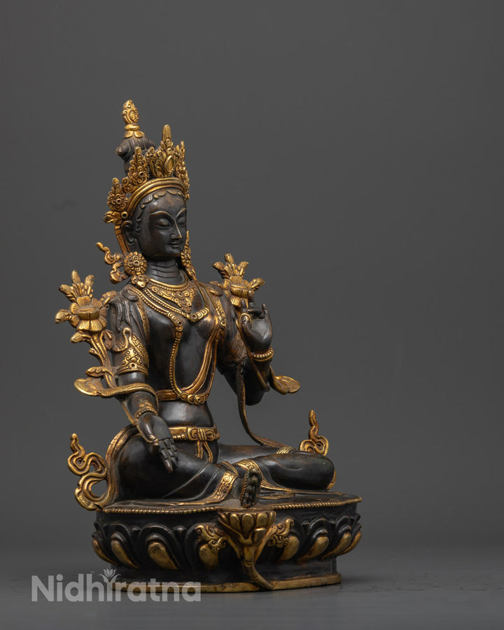 Green Tara Sculpture | Traditional Buddhist Goddess