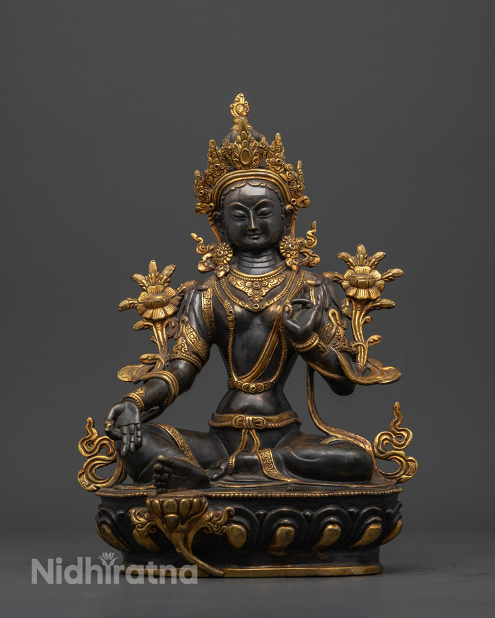 Green Tara Sculpture | Traditional Buddhist Goddess