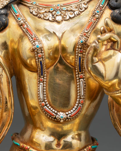 Nepalese Green Tara Statue for Buddhist Shrine Decor