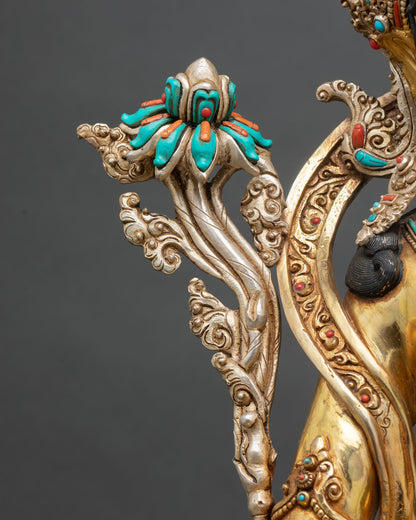 Nepalese Green Tara Statue for Buddhist Shrine Decor