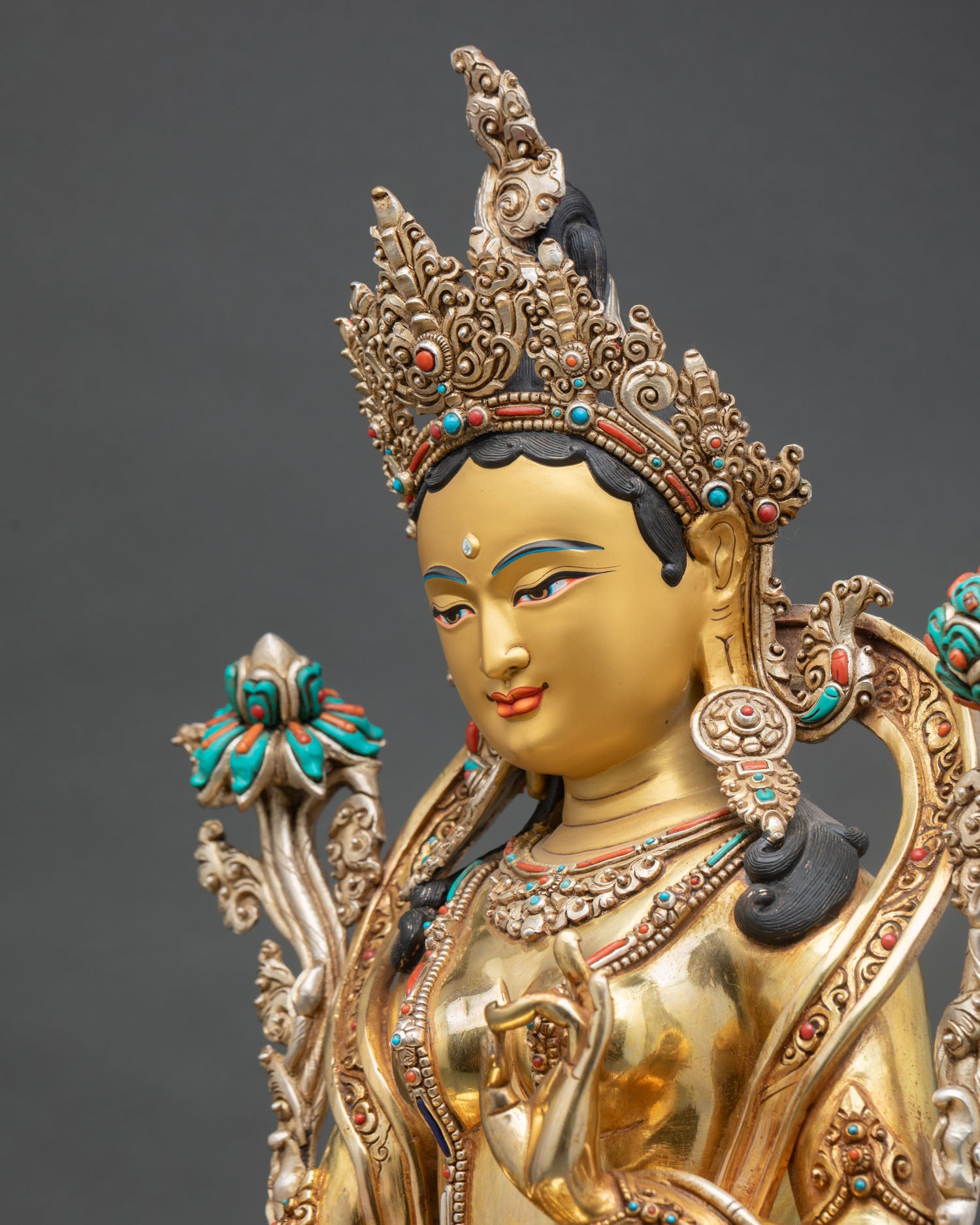 Nepalese Green Tara Statue for Buddhist Shrine Decor