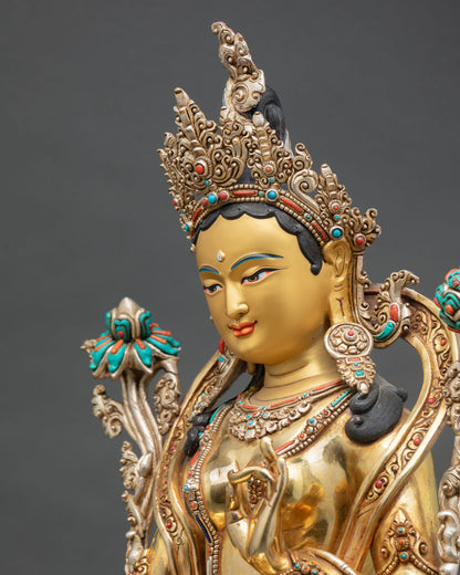 Nepalese Green Tara Statue for Buddhist Shrine Decor