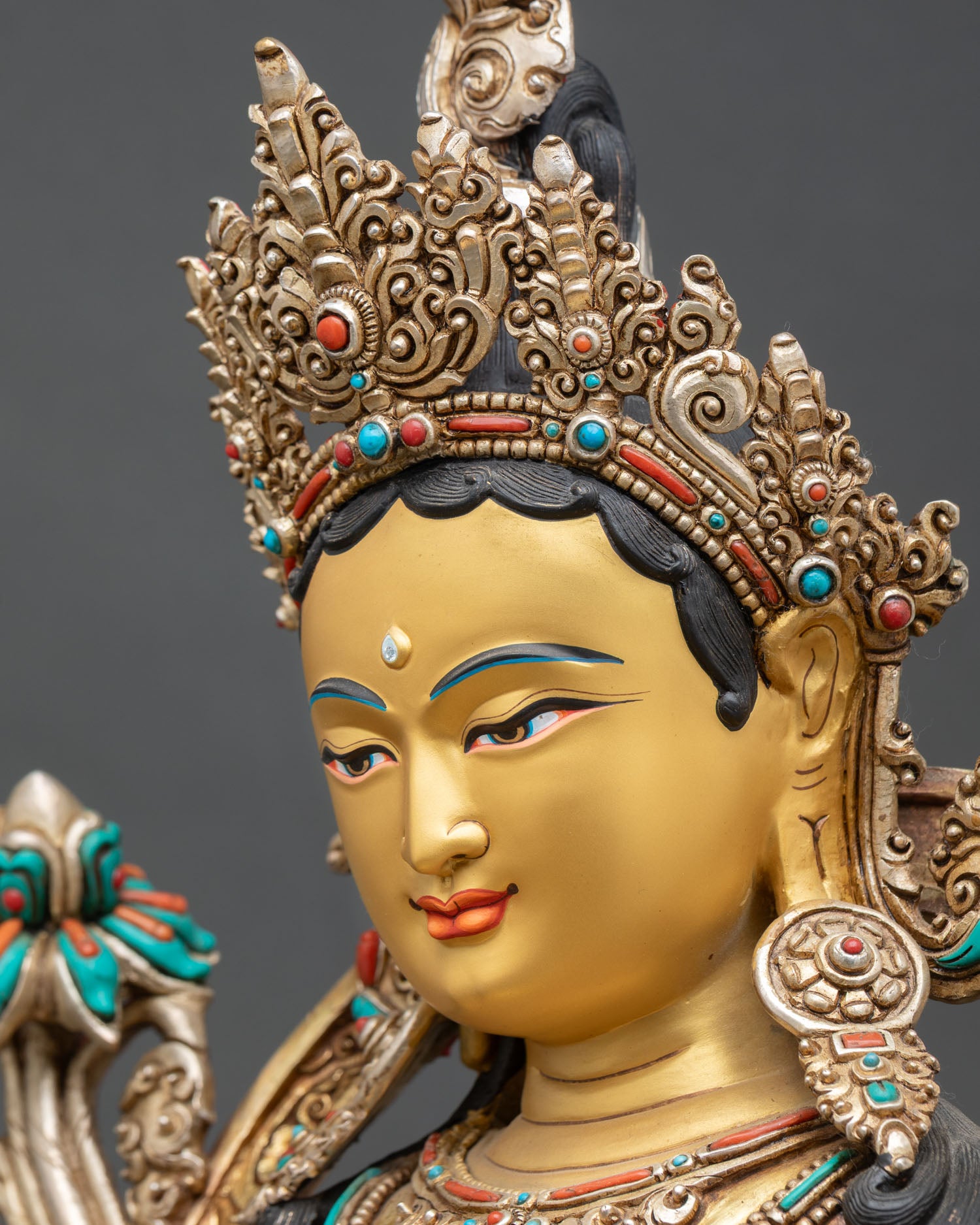 Nepalese Green Tara Statue for Buddhist Shrine Decor