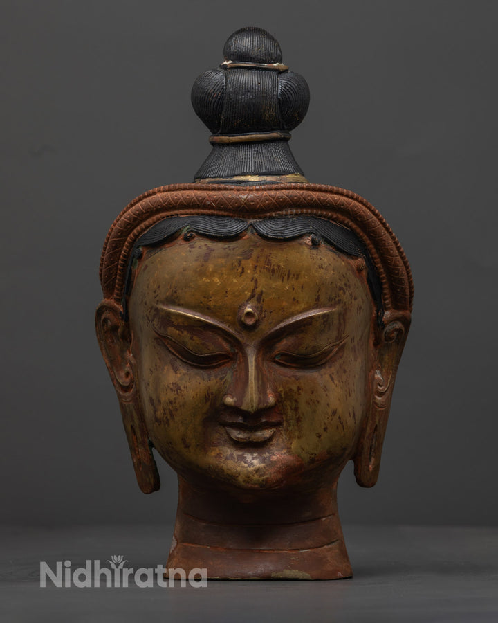 Green Tara Goddess Head Statue