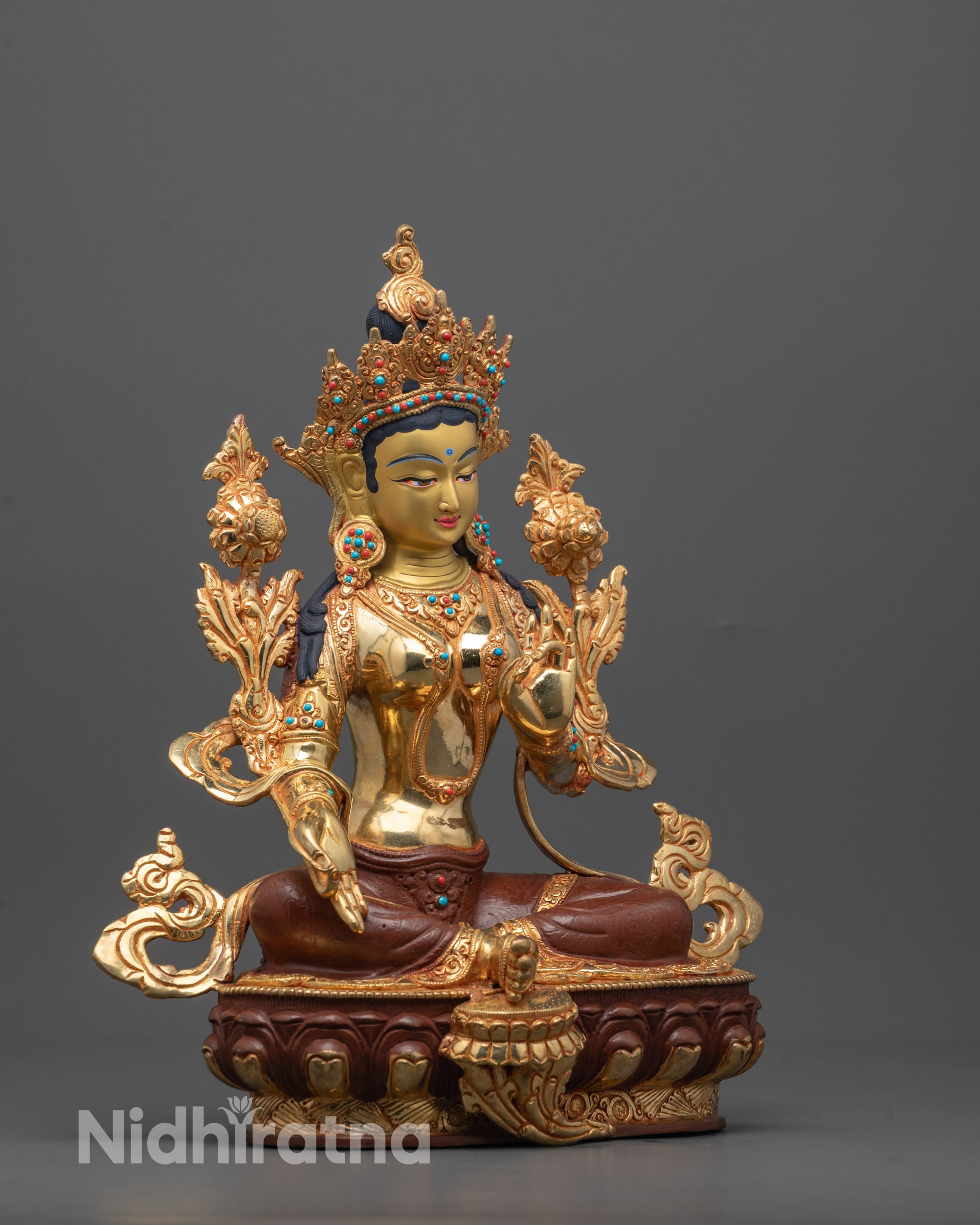 Green Tara Statue from Nepal | Authentic Buddhist Goddess Sculpture