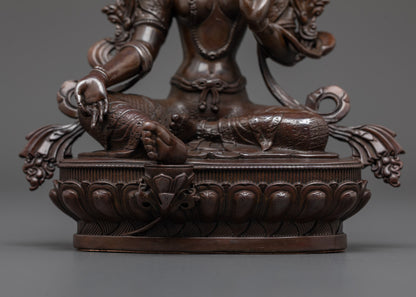 Green Tara Oxidized Statue | Machine-Made Protector Figure