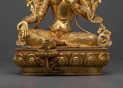 Handcrafted Green Tara Statue | Tibetan Buddhist Sculpture