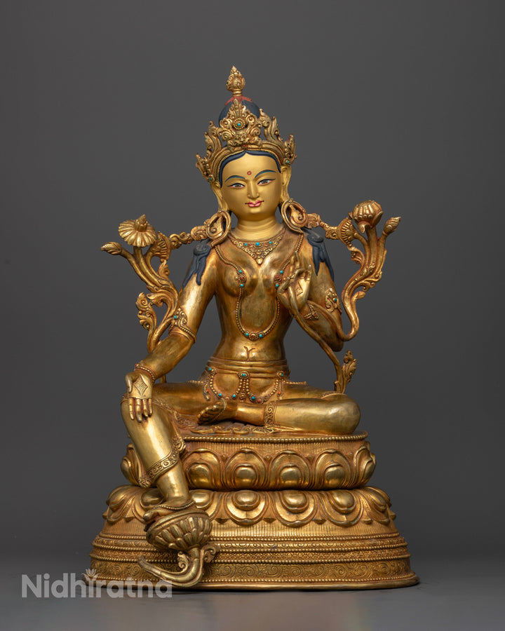 Green Tara Statue from Nepal: Elegance and Spirituality