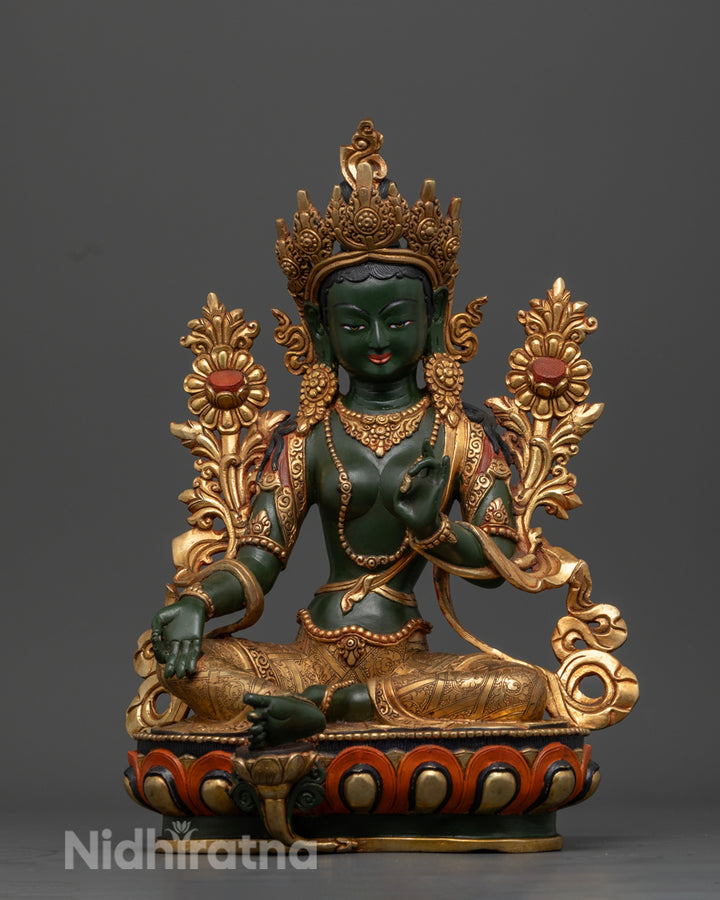 Tibetan Buddhist Green Tara Great Liberator Figurine | Sacred Sculpture for Buddhist Shrines | Tara Buddhism