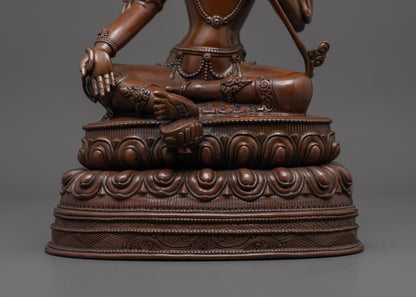 Dark Oxidized Green Tara Statue | Timeless Spiritual Elegance
