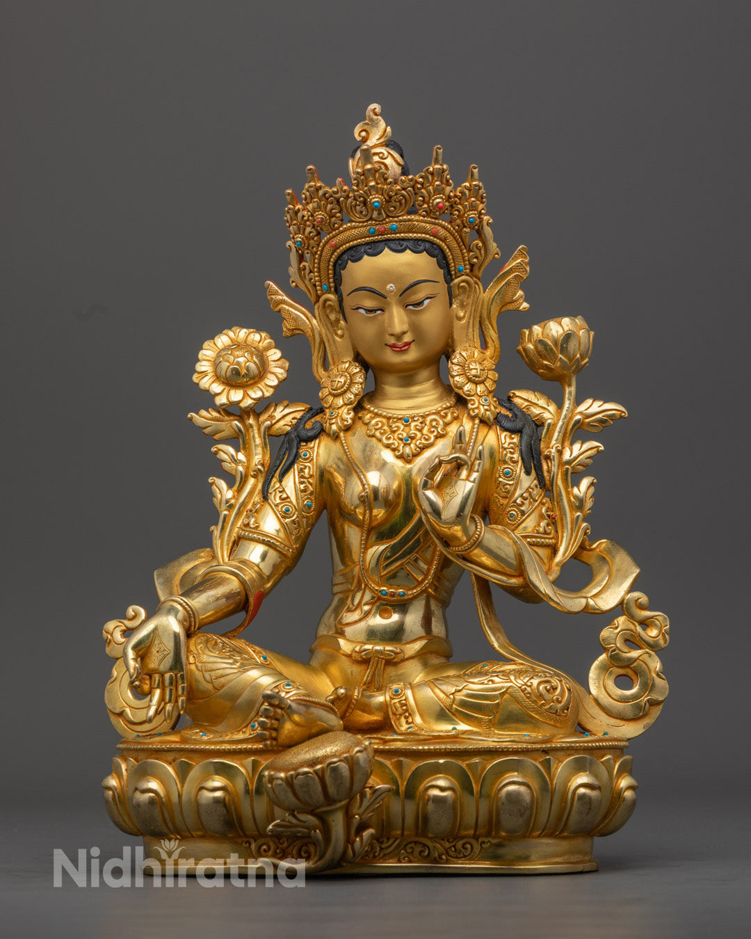 Green Tara Statue for Meditation | Handmade Buddhist Sculpture