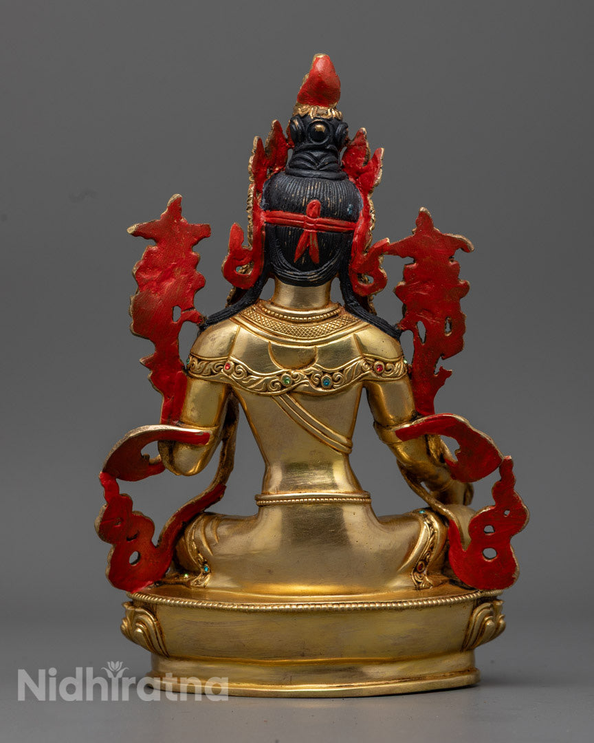 Green Tara Statue revealing the hollow chamber for mantra insertion and sacred consecration