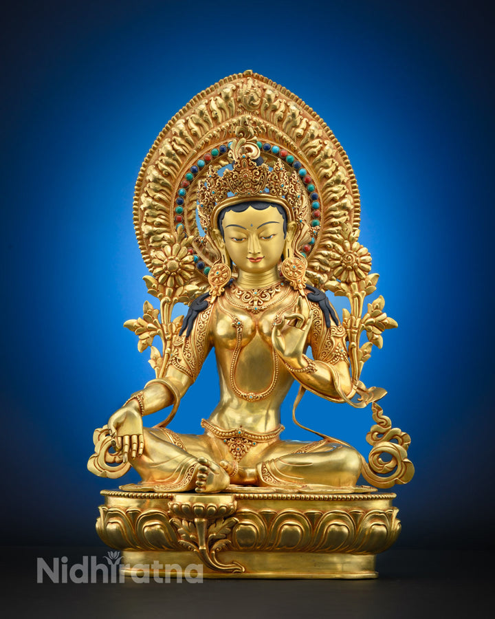 Handcrafted Green Tara Statue | Spiritual Buddhist Decor