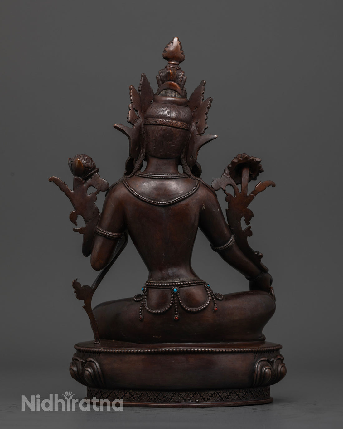 back view of green tara pure land statue