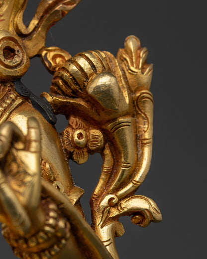 Tibetan Green Tara Statue | 24K Gold Copper Sculpture