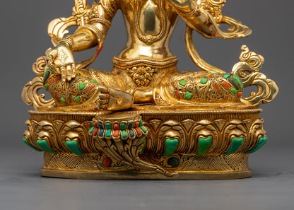 Green Tara Statue | Hand-Carved Tibetan Sculpture