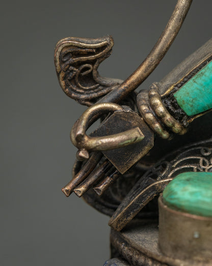 Buddhist Green Tara Statue - Handcarved Turquoise Figurine from Nepal