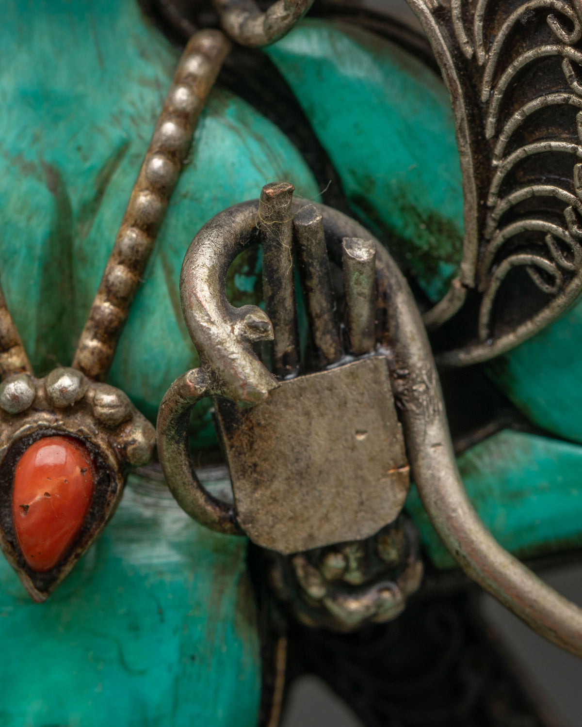 Buddhist Green Tara Statue - Handcarved Turquoise Figurine from Nepal