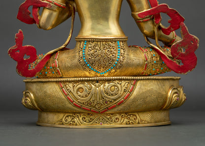Green Tara (Sgrol-ljang) Statue | Handcrafted Buddhist Sculpture