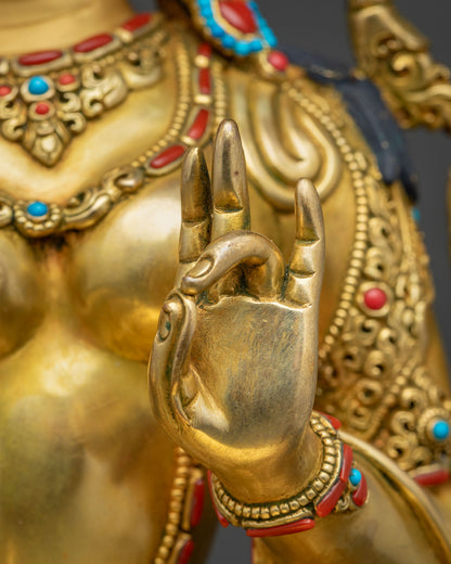 Green Tara (Sgrol-ljang) Statue | Handcrafted Buddhist Sculpture
