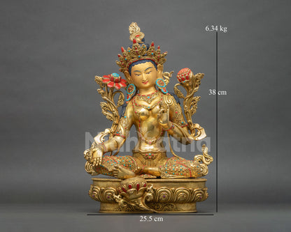 Green Tara (Sgrol-ljang) Statue | Handcrafted Buddhist Sculpture
