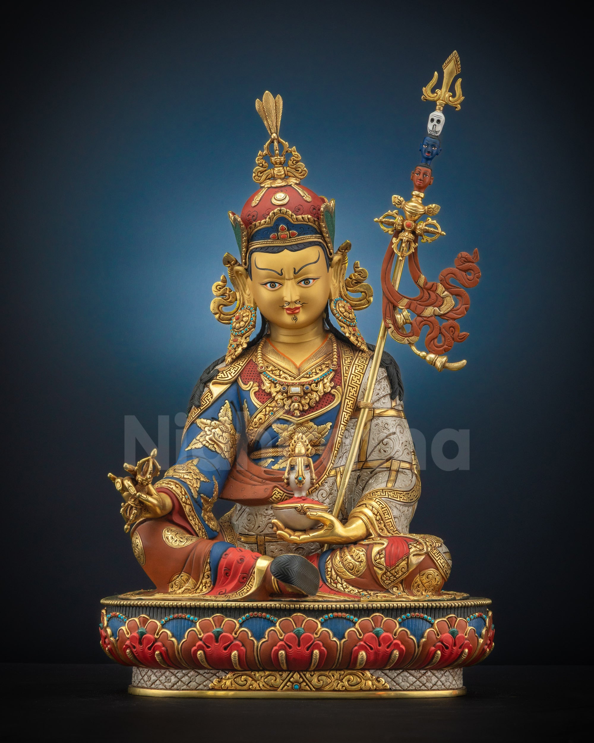 Guru Rinpoche Padmasambhava statue collection — handcrafted copper and 24K fire-gilded gold Buddhist statues made by Nepal artisans