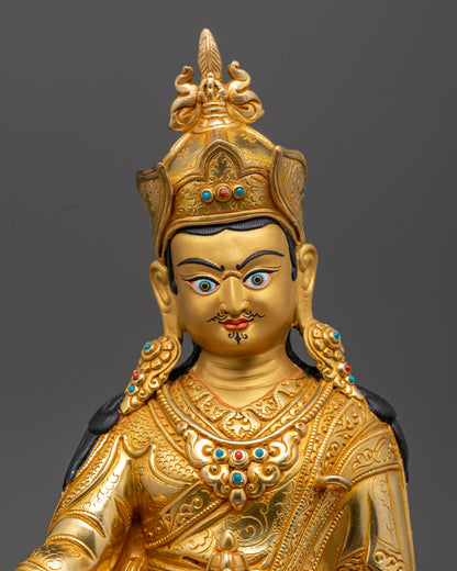 Guru Padmasambhava Buddhist Sculpture | Gilded in pure 24k Gold