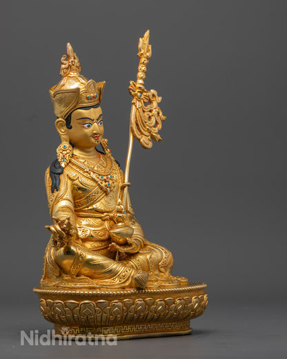 Guru Padmasambhava Buddhist Sculpture | Gilded in pure 24k Gold