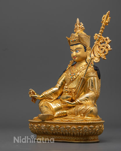 Guru Padmasambhava Buddhist Sculpture | Gilded in pure 24k Gold
