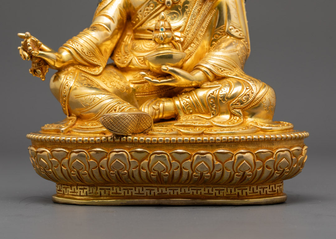 Guru Padmasambhava Buddhist Sculpture | Gilded in pure 24k Gold