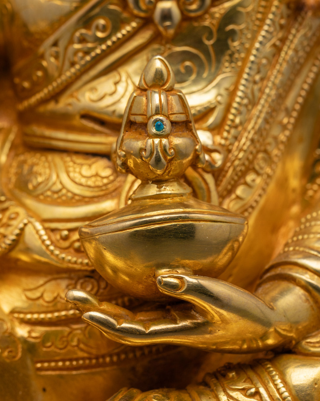 Guru Padmasambhava Buddhist Sculpture | Gilded in pure 24k Gold