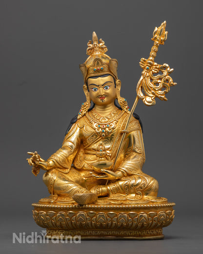 Guru Padmasambhava Buddhist Sculpture | Gilded in pure 24k Gold