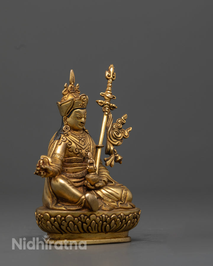 Handmade Guru Rinpoche Statue | 24K Gold Gilded Tibetan