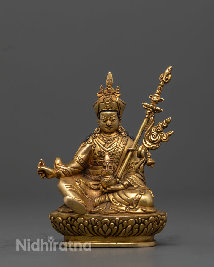 Handmade Guru Rinpoche Statue | 24K Gold Gilded Tibetan