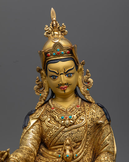 24k Gold Gilded Guru Rinpoche Statue