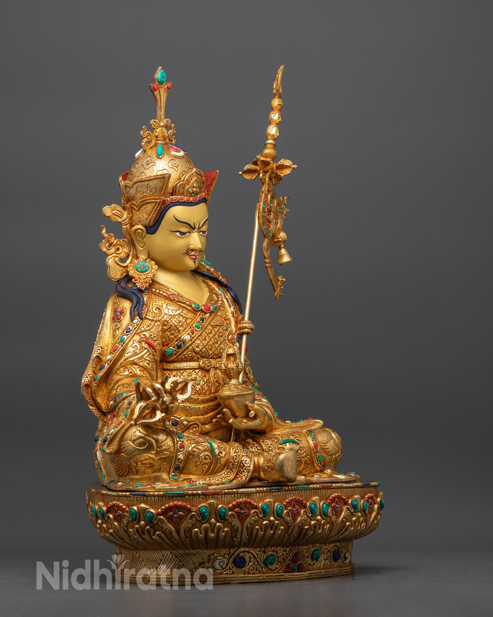 Premium Guru Rinpoche Statue | Traditionally Hand-carved Tibetan Idol