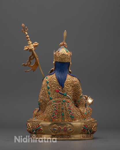 Tantric Guru Rinpoche Statue | Hand-Carved Buddhist Master Sculpture