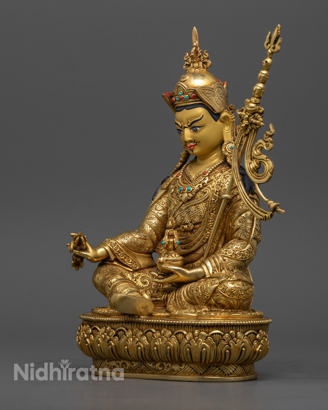 24k Gold Gilded Guru Rinpoche Statue