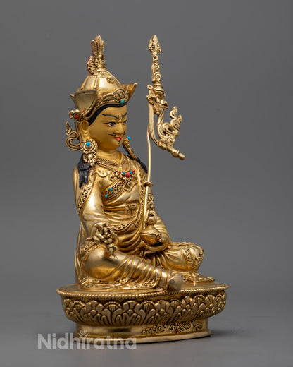 Hand-painted Guru Rinpoche sculpture with vibrant acrylic colors – Tibetan deity of wisdom and transformation