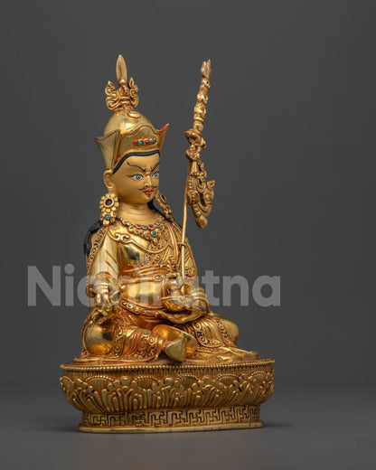 Gold-Gilded Guru Rinpoche Statue | Embodiment of Enlightenment