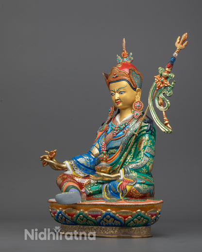 Nepalese Guru Rinpoche Statue | Spiritual Tibetan Buddhist Sculpture