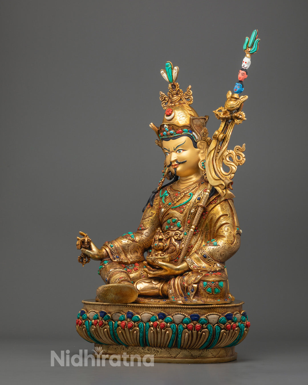 Nepalese Guru Rinpoche Statue | Himalayan Art in Gold