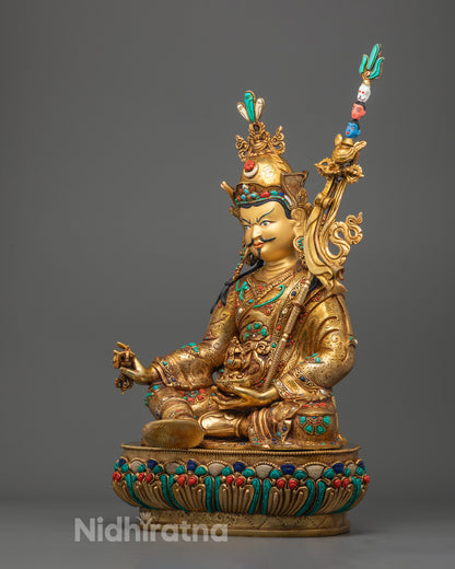 Nepalese Guru Rinpoche Statue | Himalayan Art in Gold