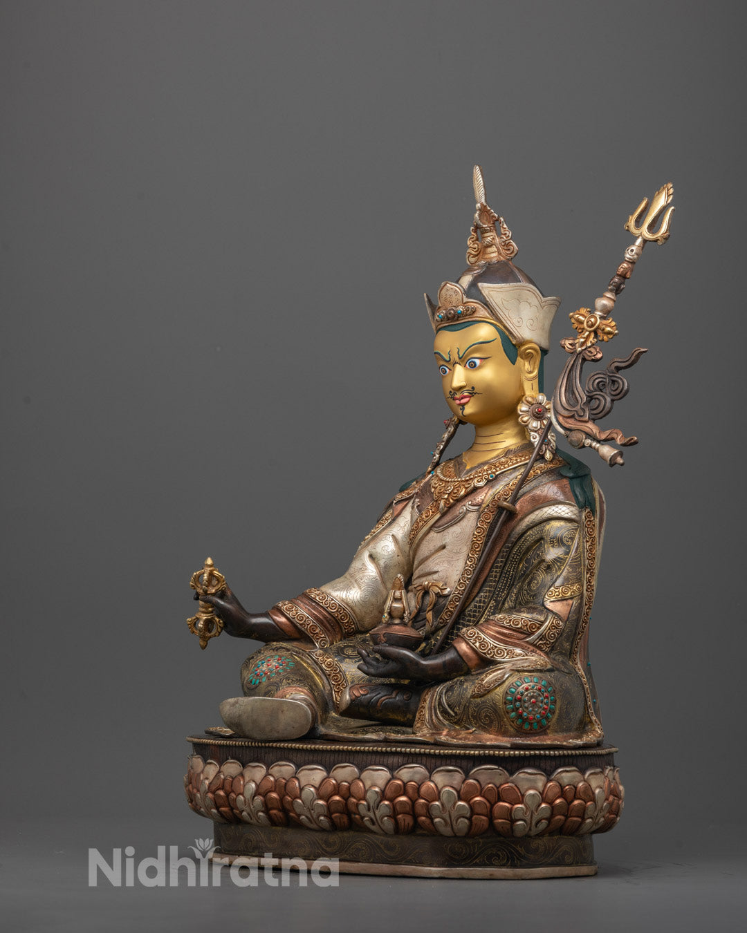 Oxidized Padmasambhava Statue | Master Carved Padmasambhava