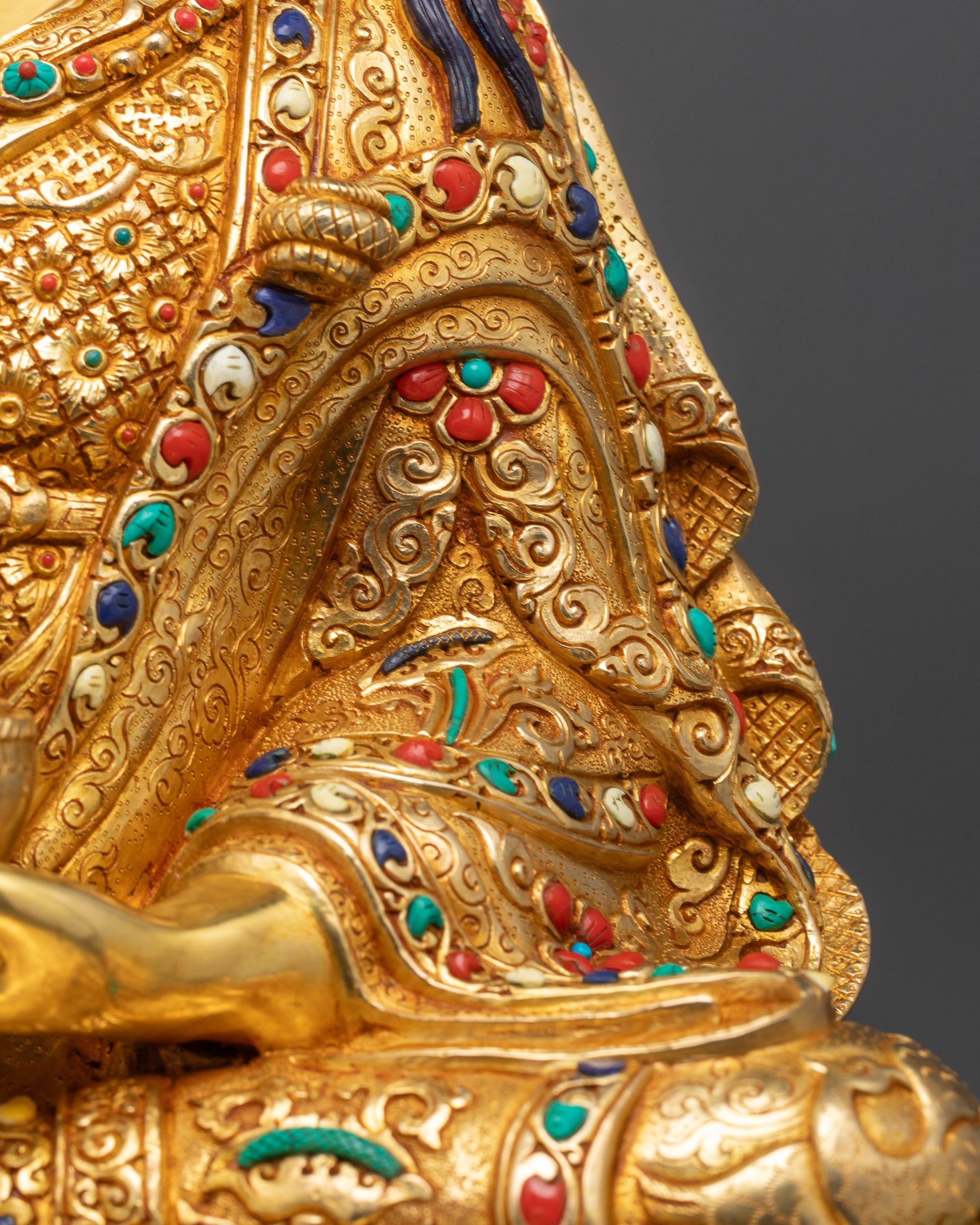 Premium Guru Rinpoche Statue | Traditionally Hand-carved Tibetan Idol