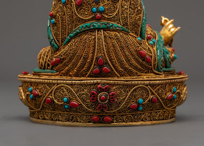 Guru Rinpoche Statue in 24k Fire-Gilded Copper